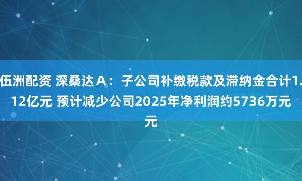 伍洲配资 深桑达Ａ：子公司补缴税款及滞纳金合计1.12亿元 预计减少公司2025年净利润约5736万元