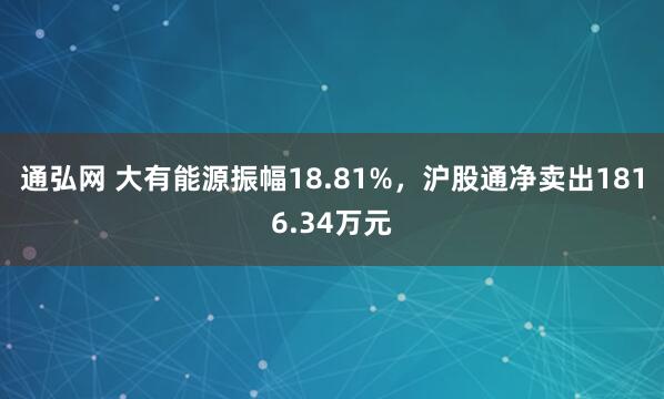 通弘网 大有能源振幅18.81%，沪股通净卖出1816.34万元